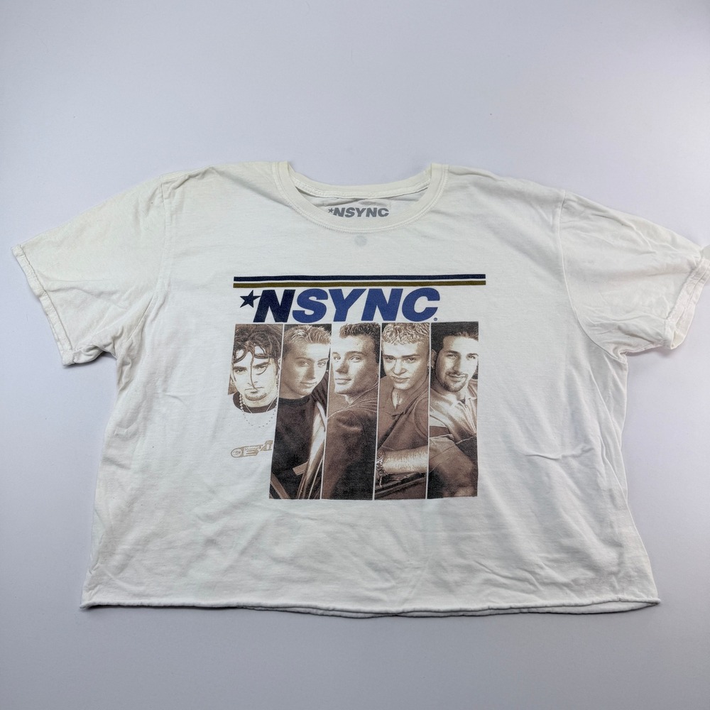 Vintage NSYNC Graphic T-Shirt XL Cropped Boxy 90s Boy Band Justin Timberlake